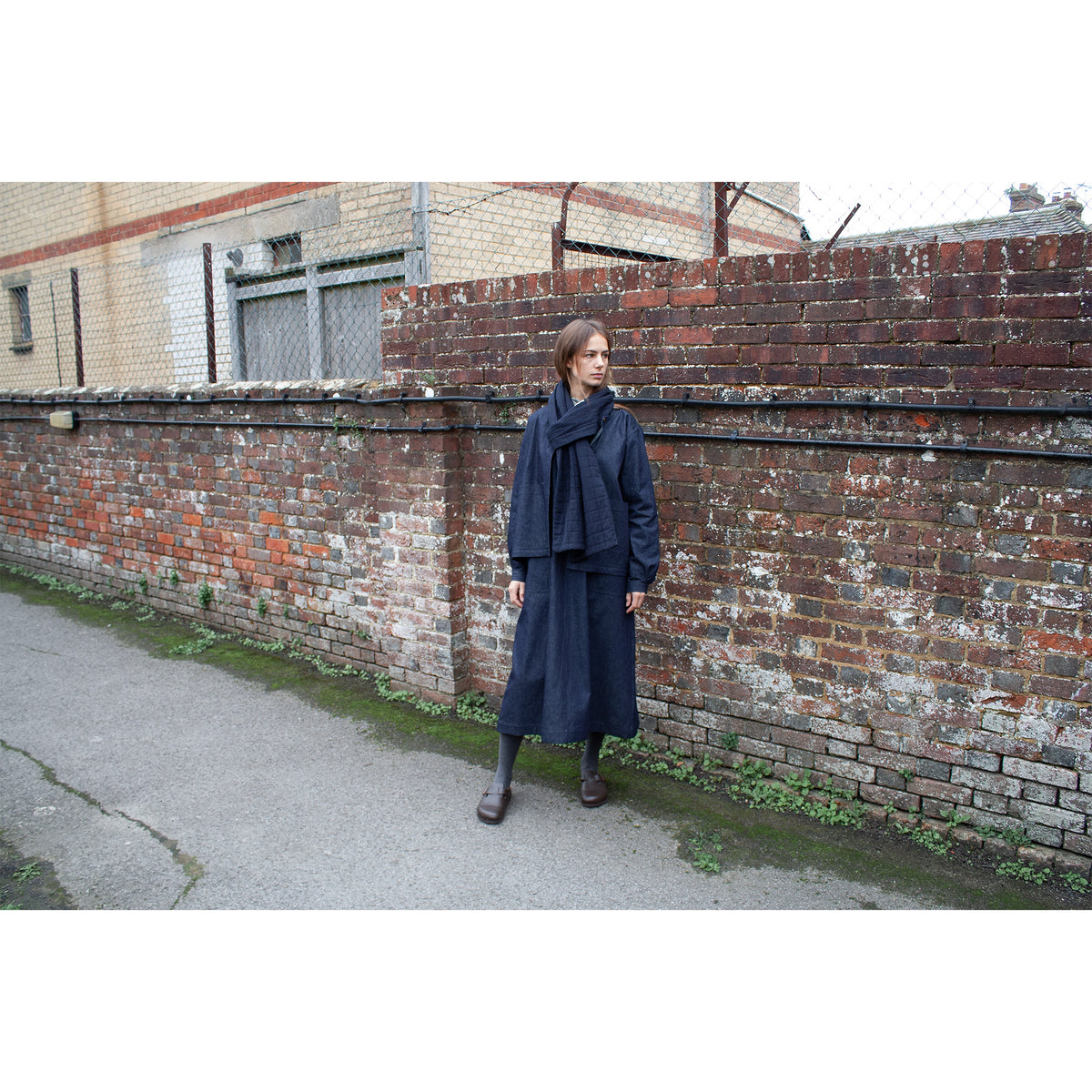 Pocketed overshirt in navy denim