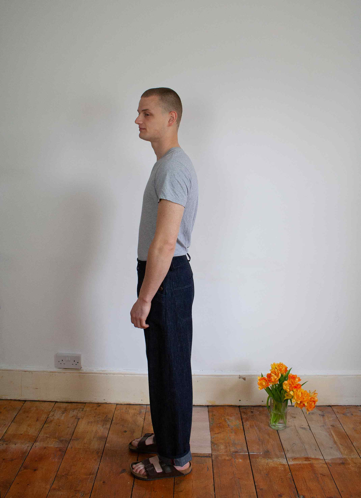 The side button trouser denim