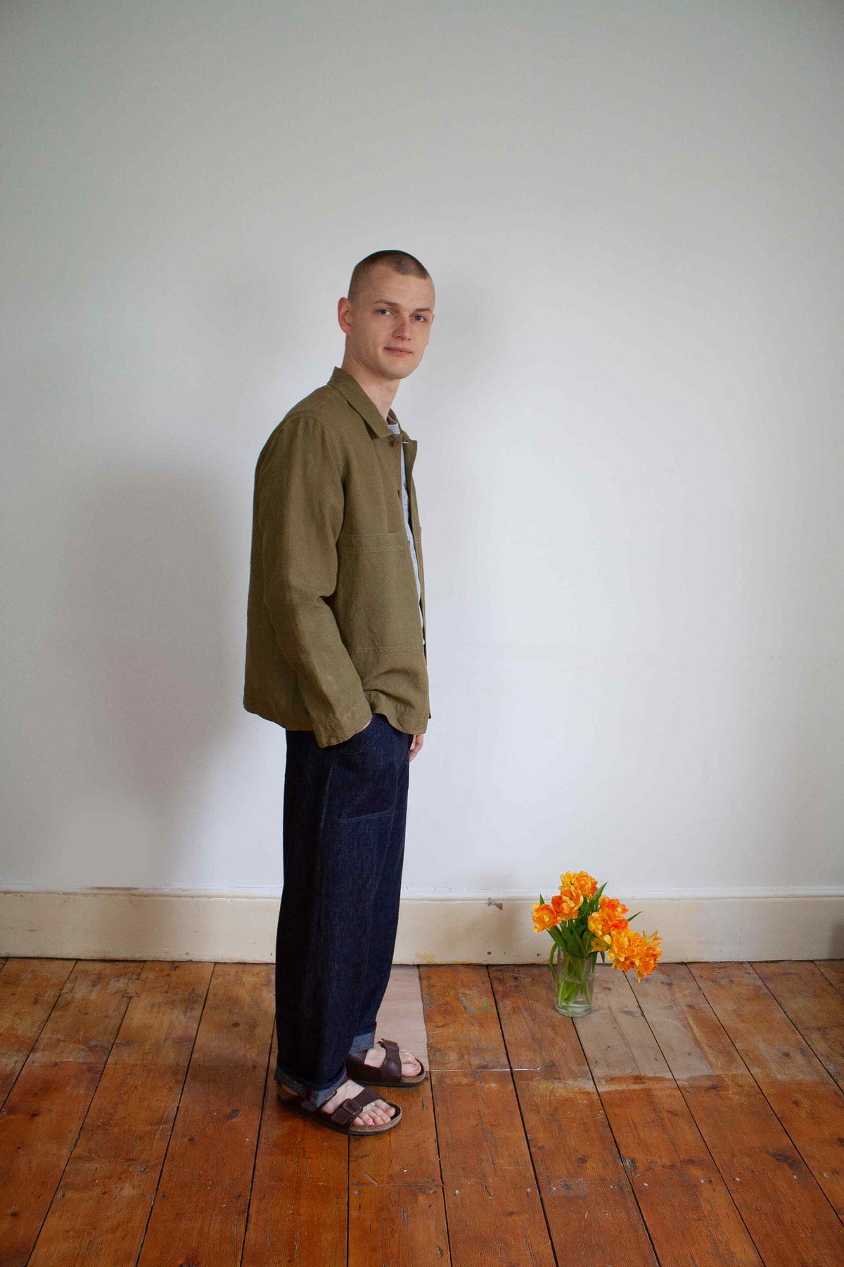 The side button trouser denim