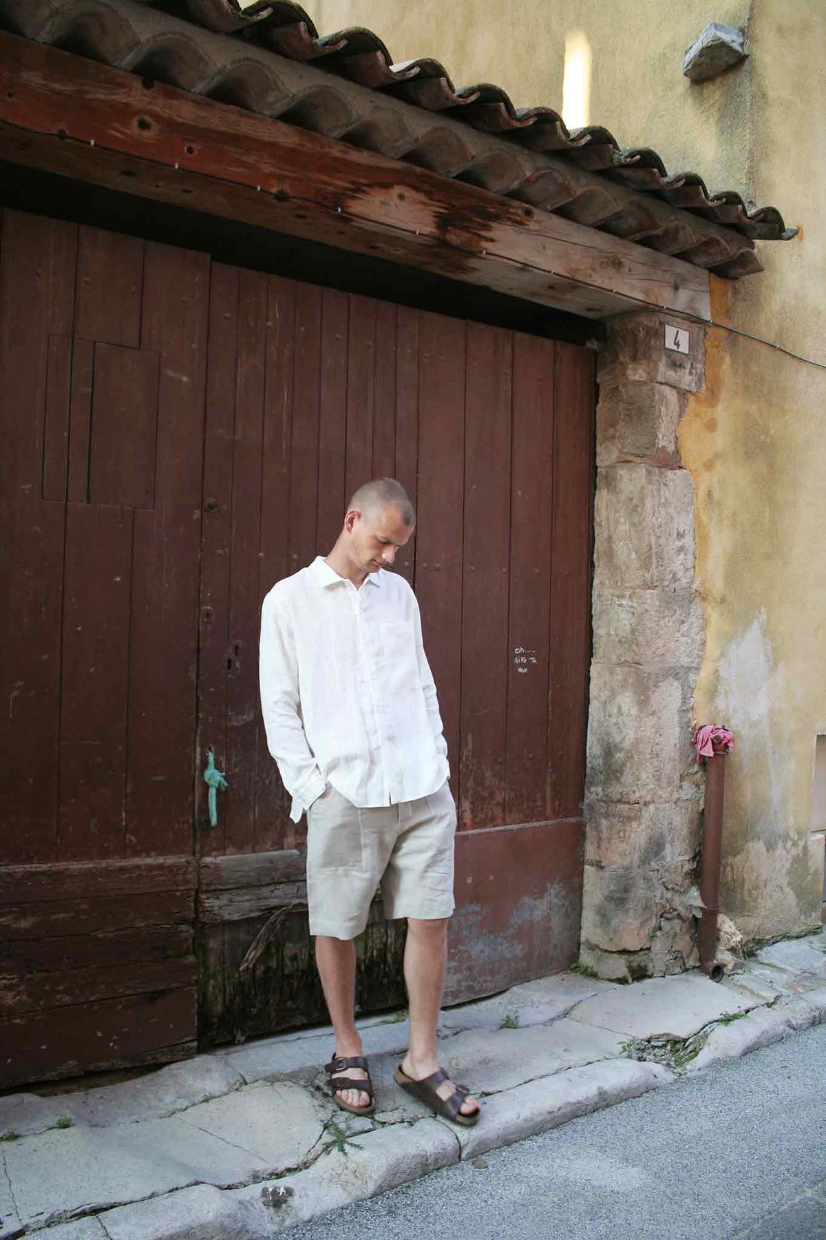 Shorts in oatmeal linen