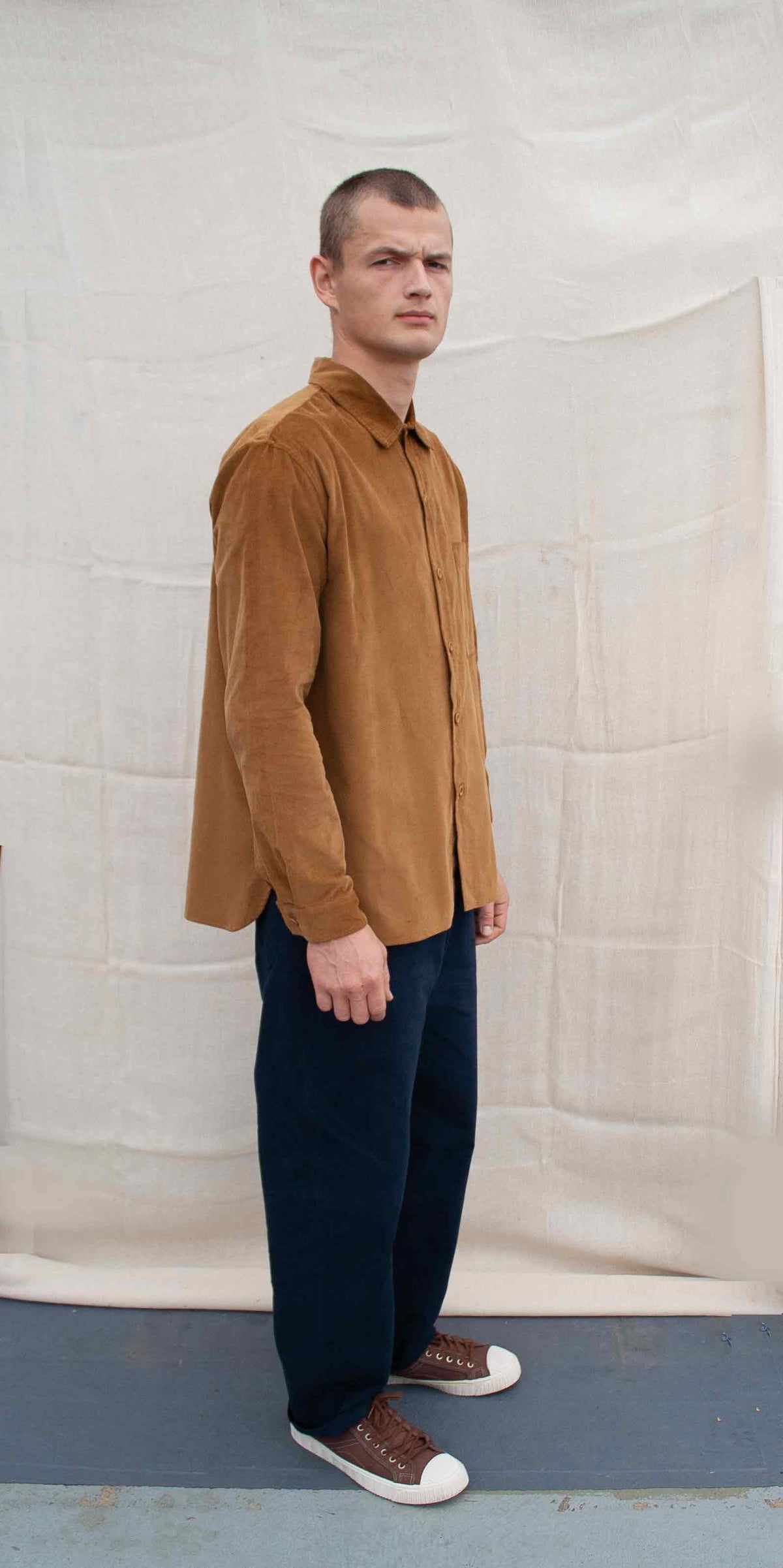 Workers shirt - cotton cord - cinnamon