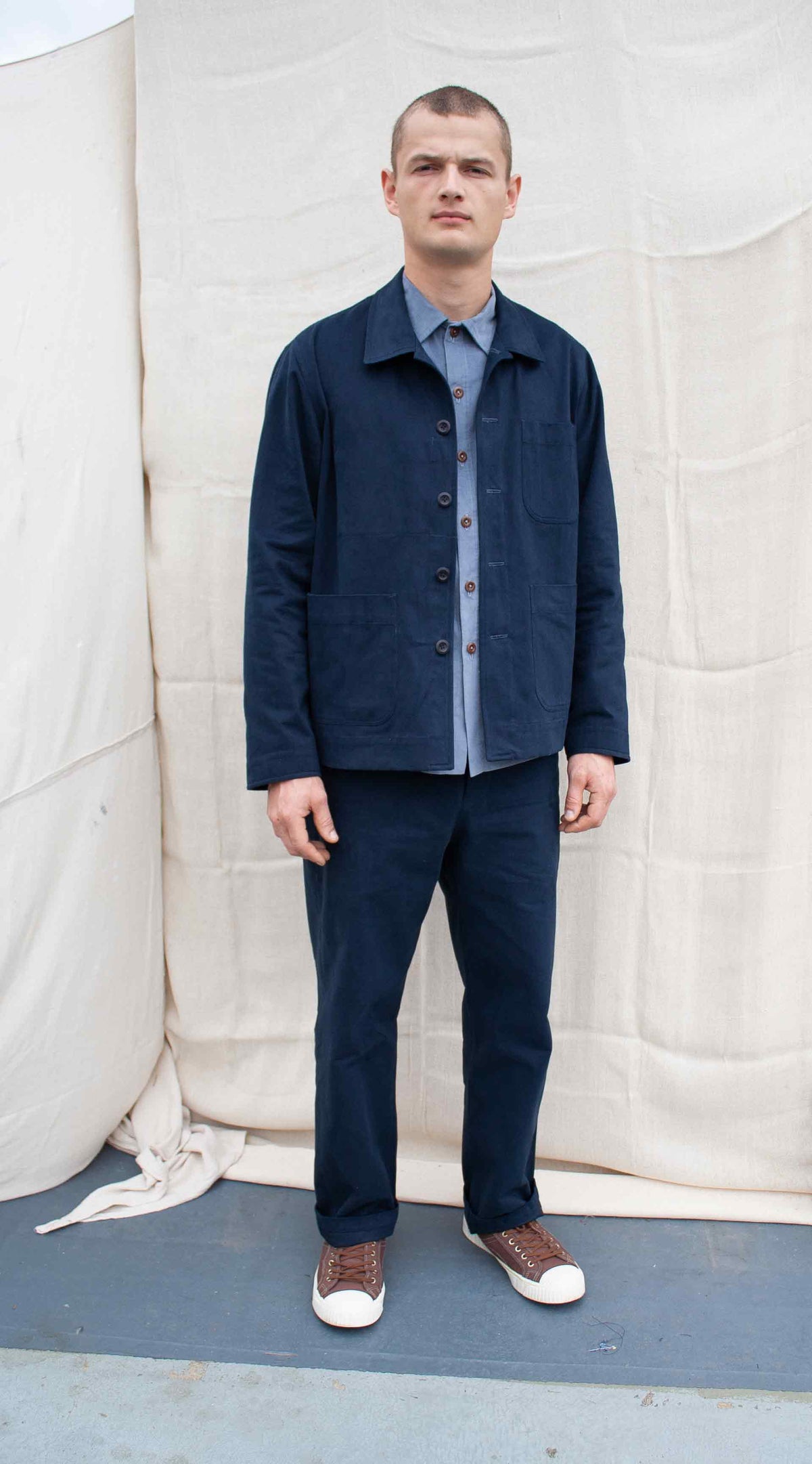 The everyday trouser brushed cotton twill Navy