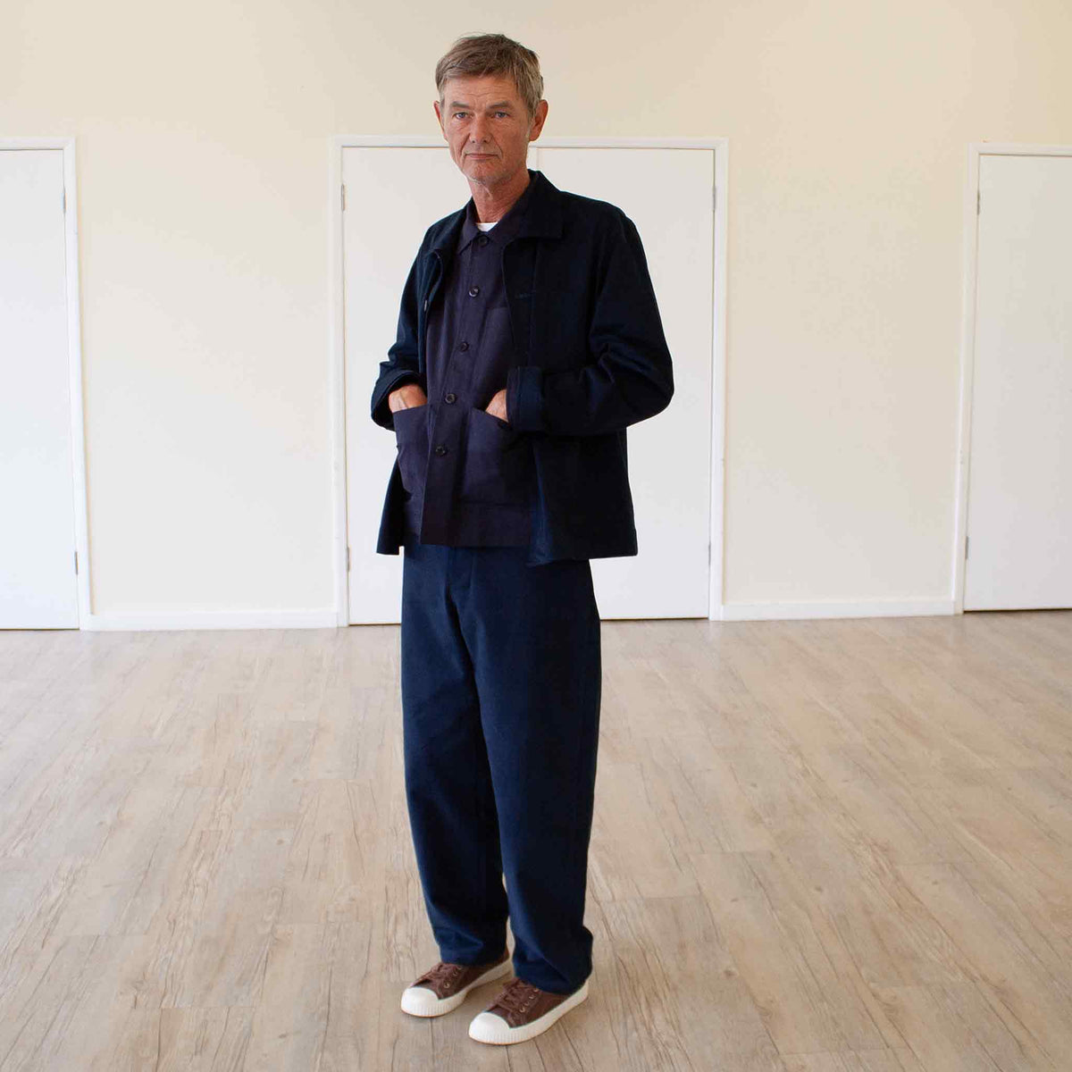 Traditional chore jacket in brushed cotton twill -utility navy