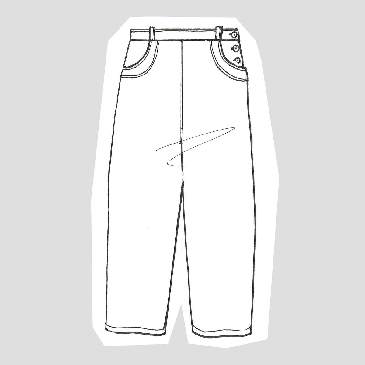Side button jean indigo denim