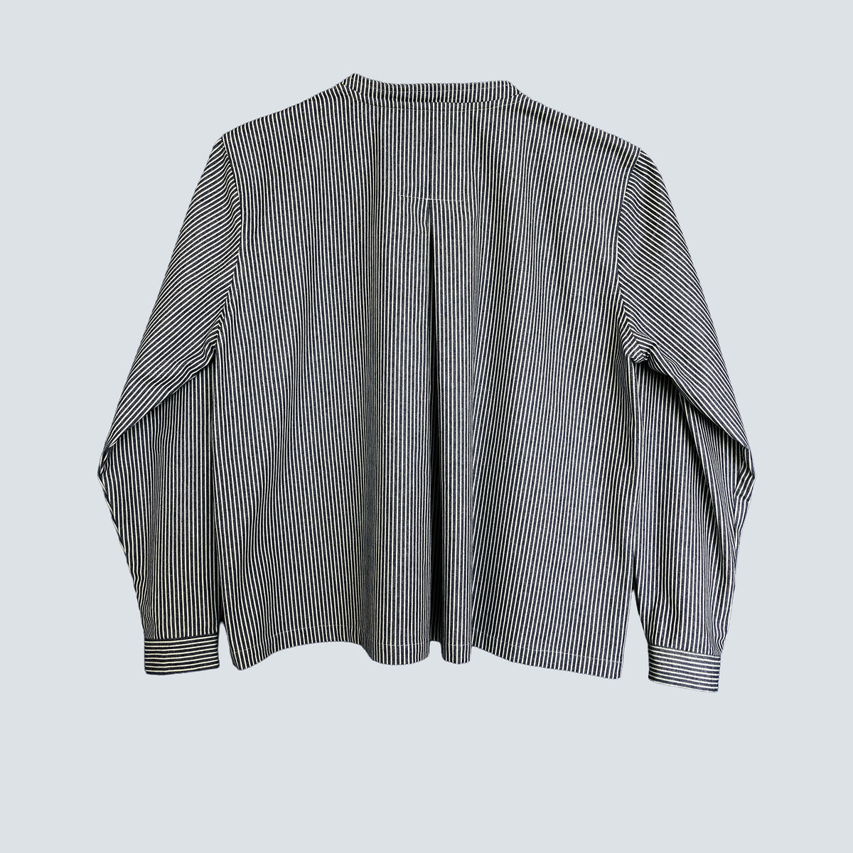 Pocketed overshirt in huckleberry stripe