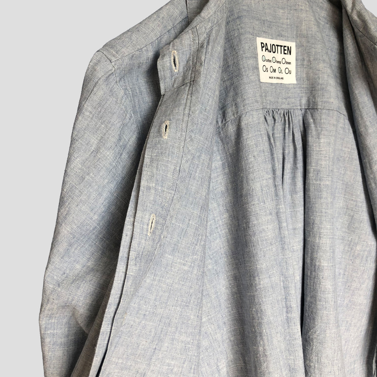 3/4 length sleeve shirt sky blue hemp cotton mix