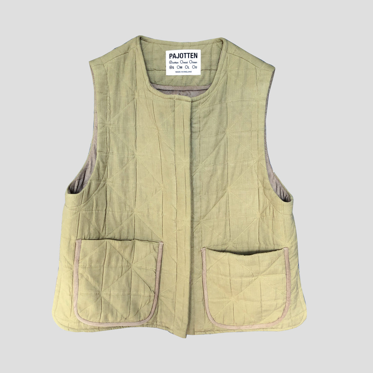 quilted waistcoat soft green cotton