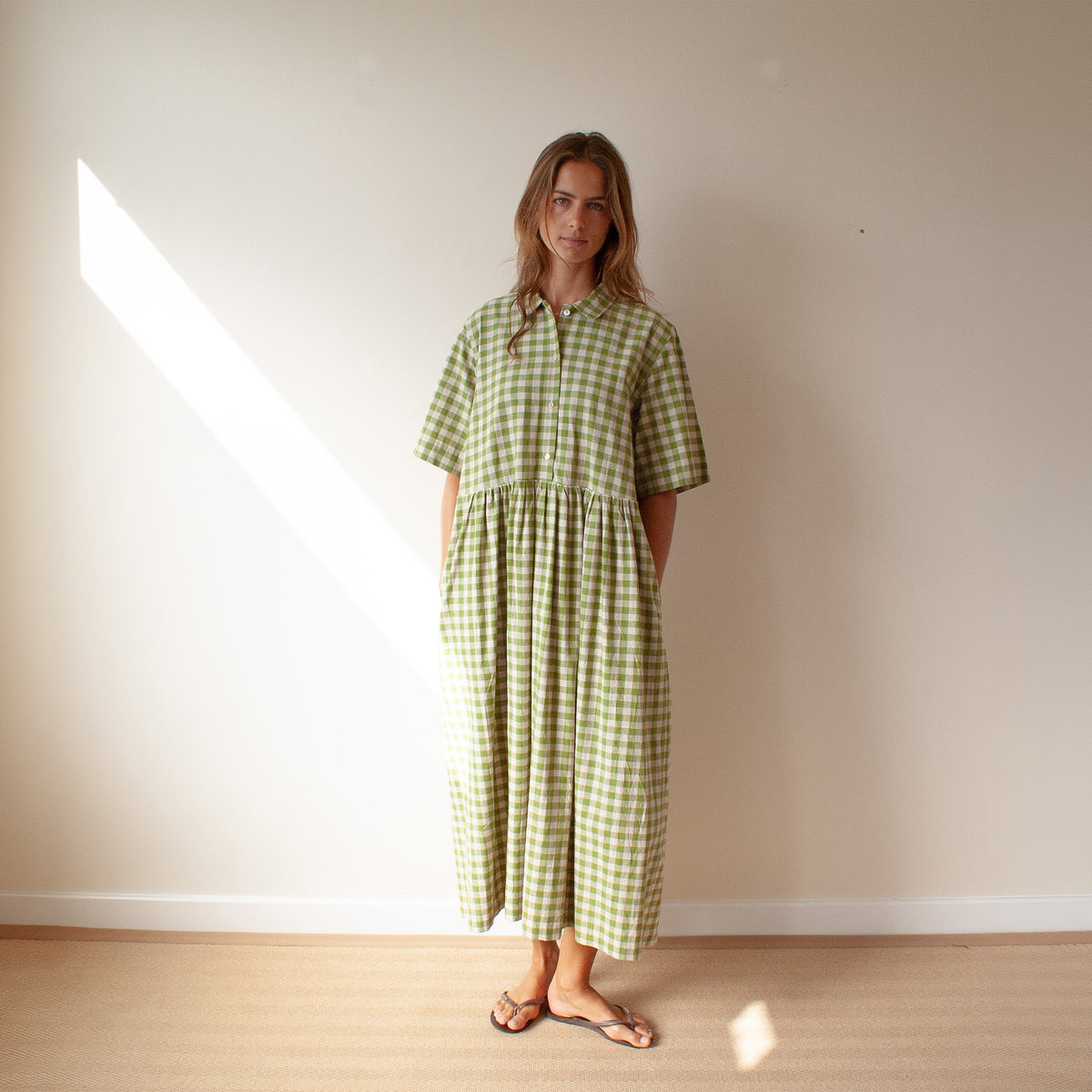 Short Sleeved Field Dress in cotton/linen
