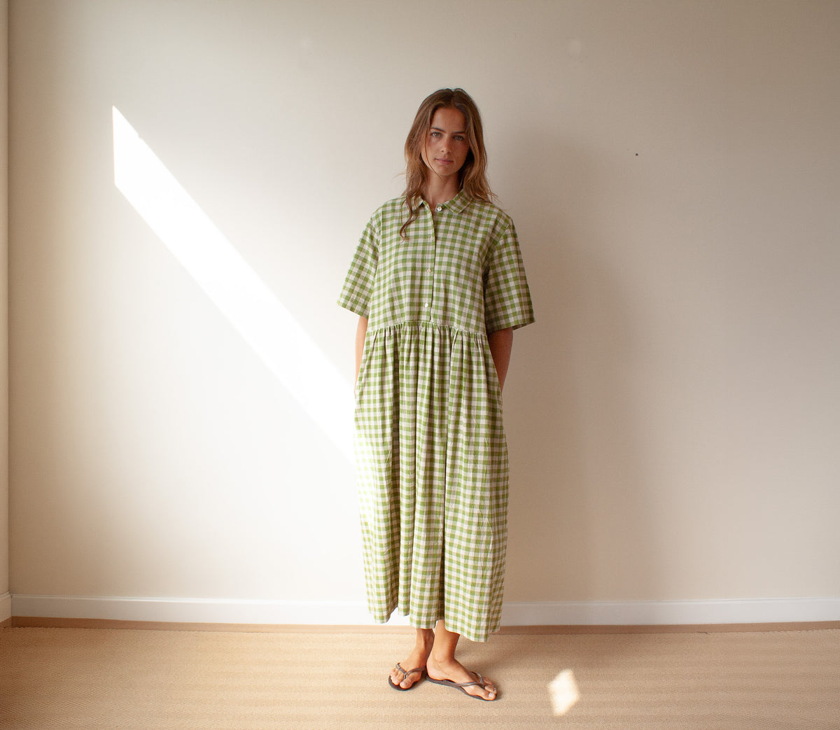 Short Sleeved Field Dress in cotton/linen