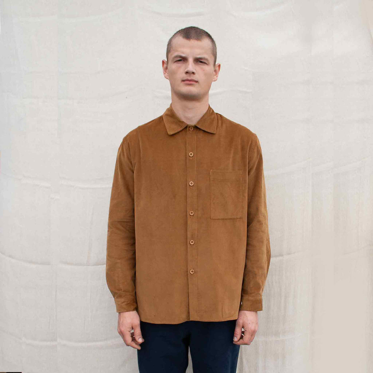Workers shirt - cotton cord - cinnamon