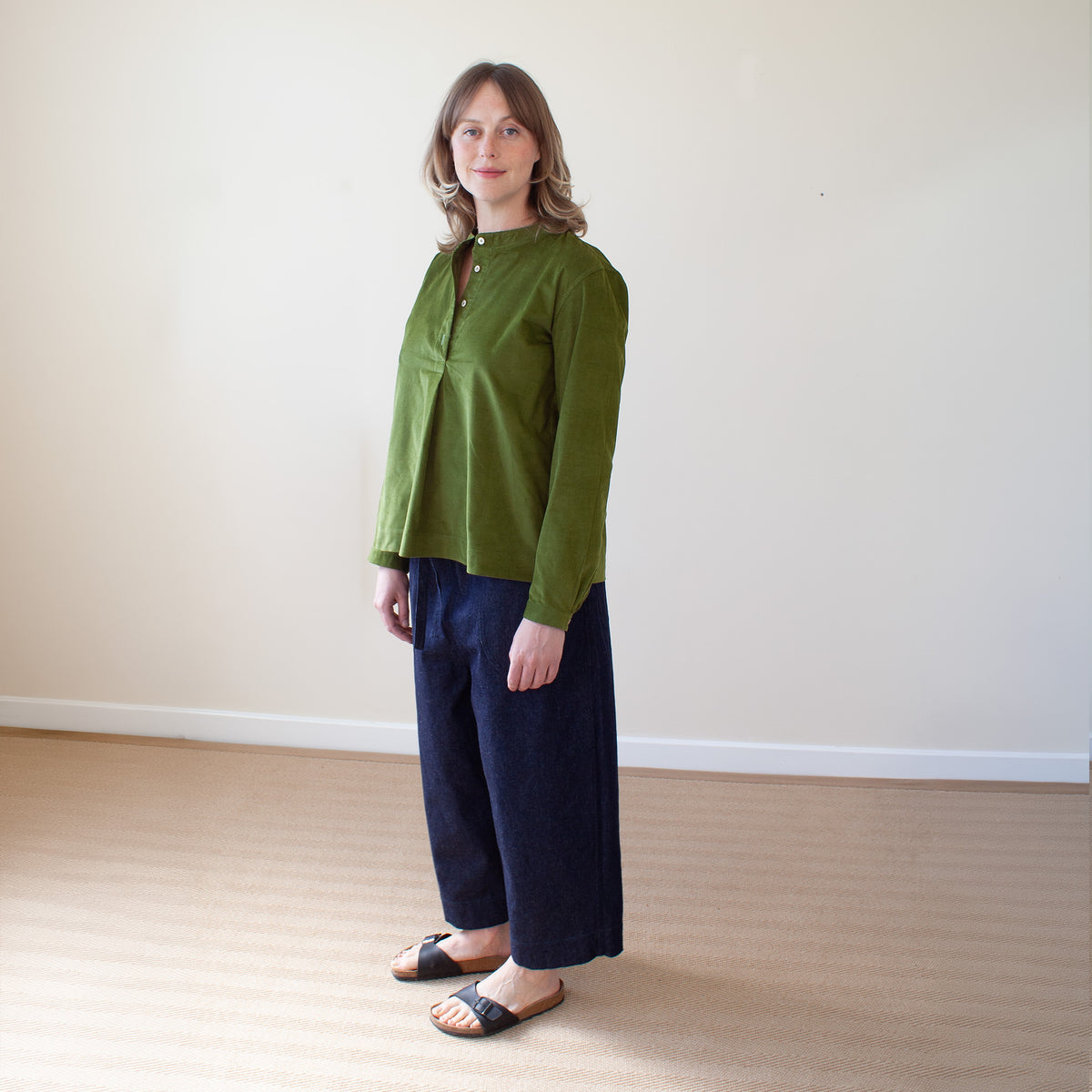 Round necked smock - grass cotton cord