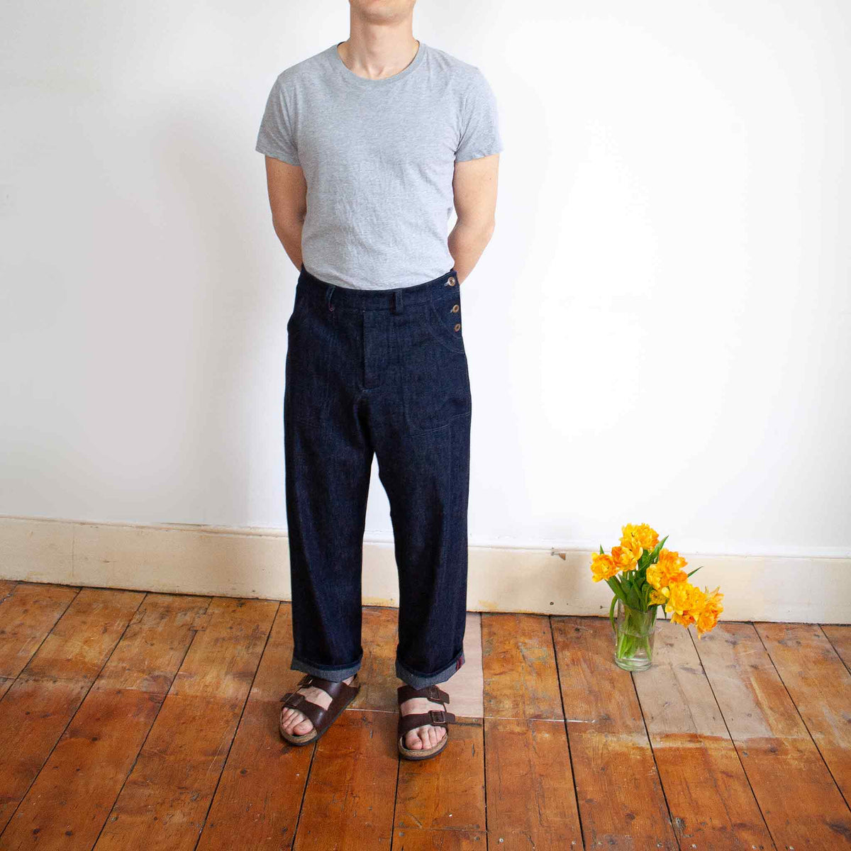The side button trouser denim