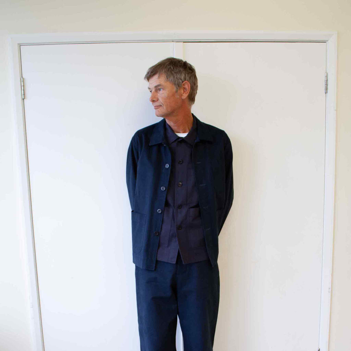 Traditional chore jacket in brushed cotton twill -utility navy