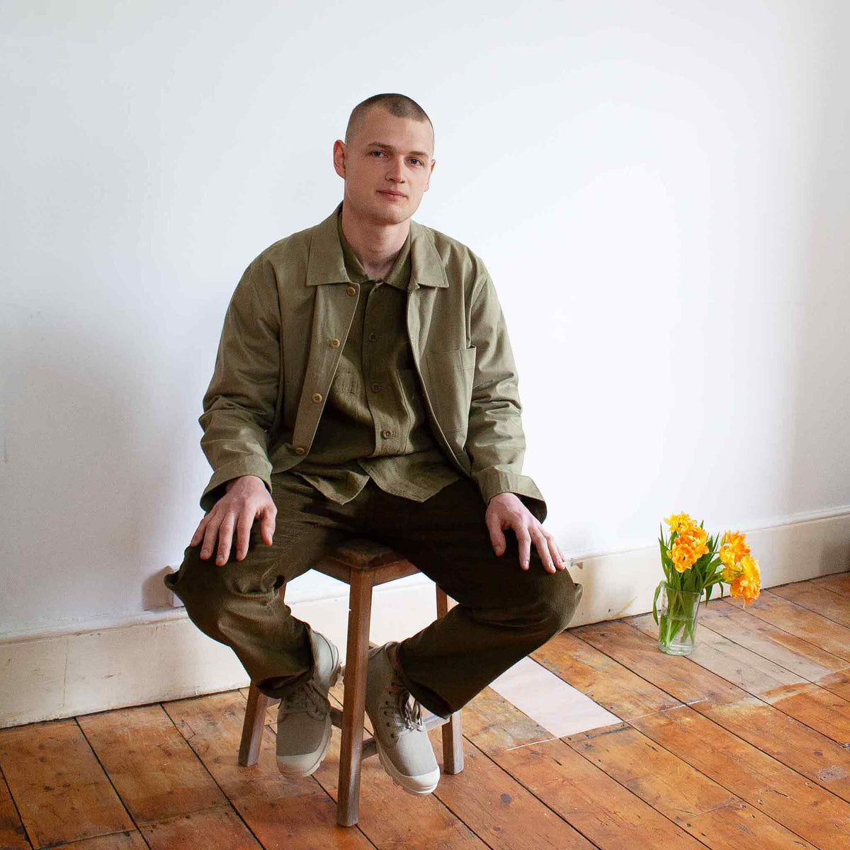Chore trousers olive cotton corduroy