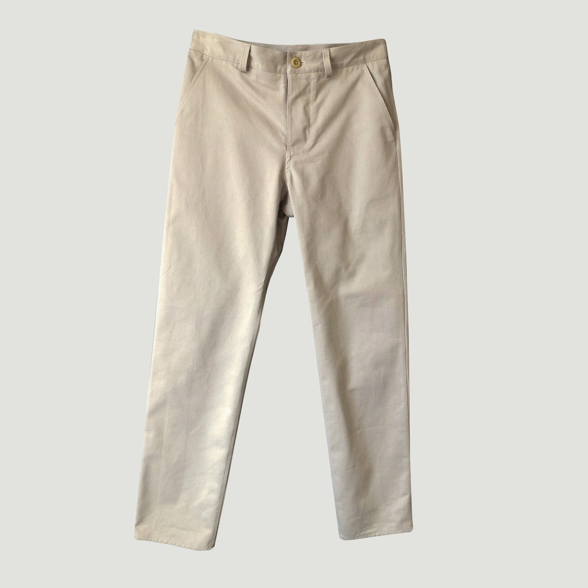 Straight legged trousers in cream cotton twill