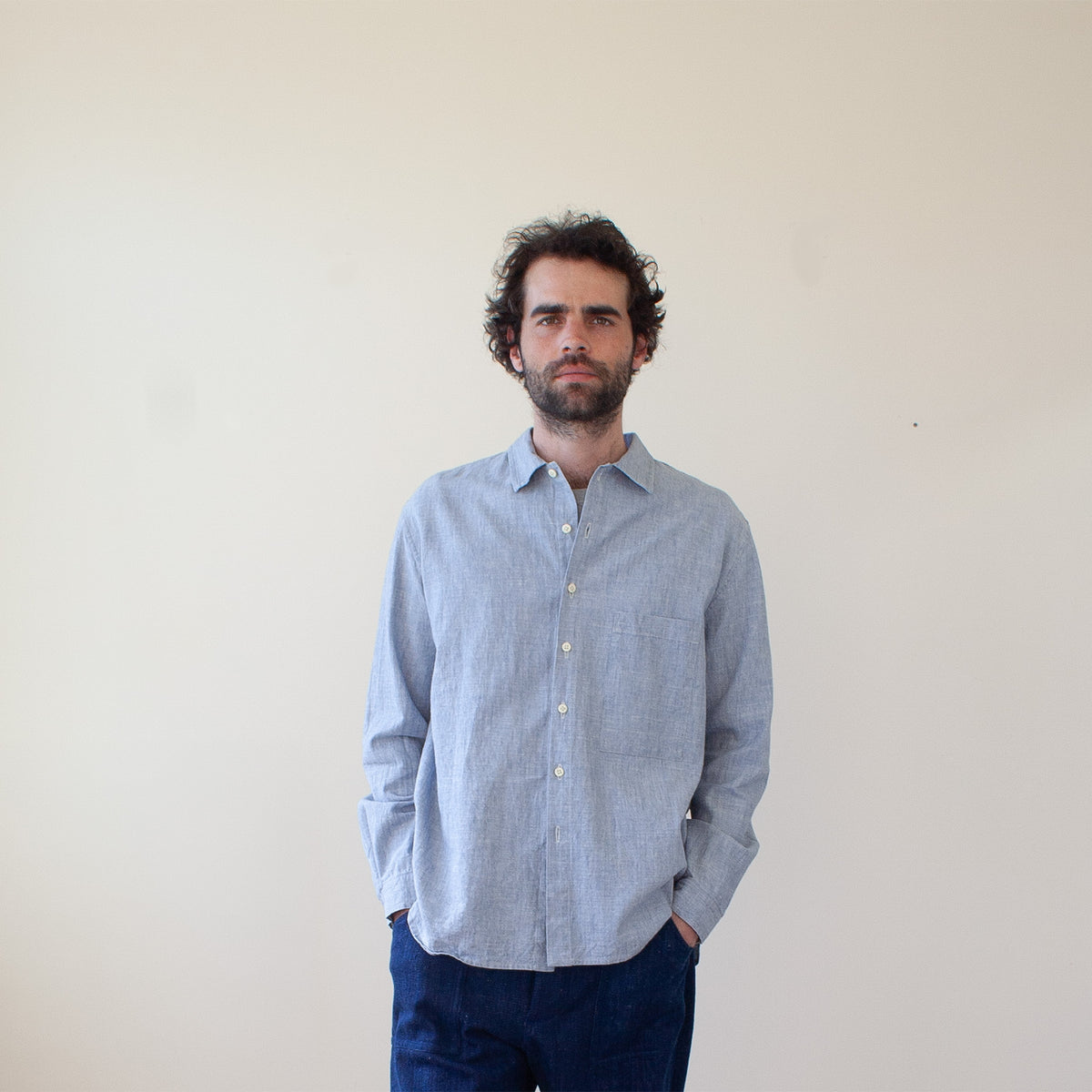 Workers shirt - Blue chambray cotton