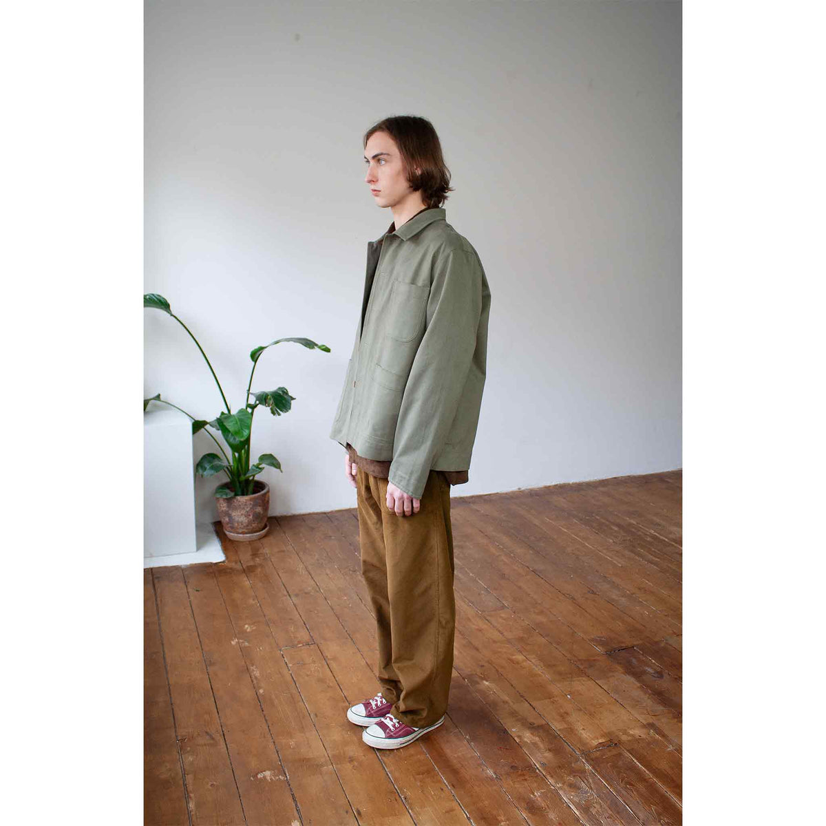 Traditional chore jacket Olive twill