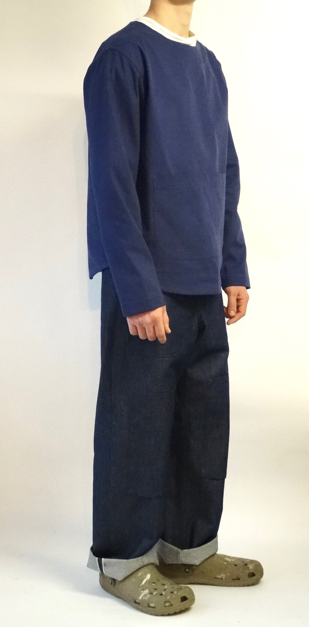 menswear blue cotton artists top