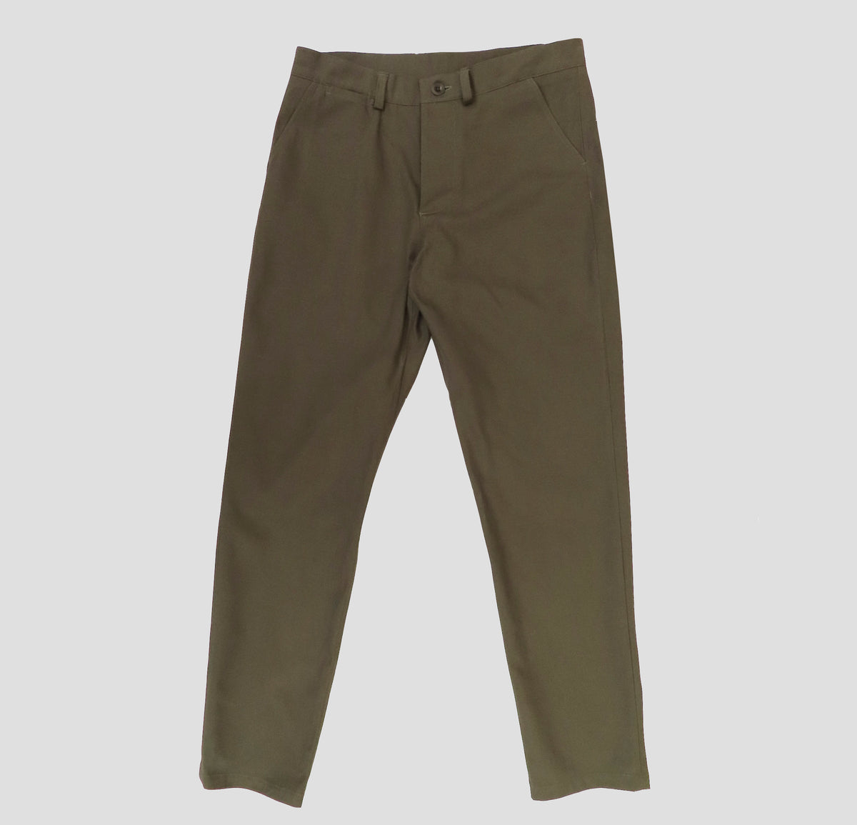 straight trousers in sage cotton canvas