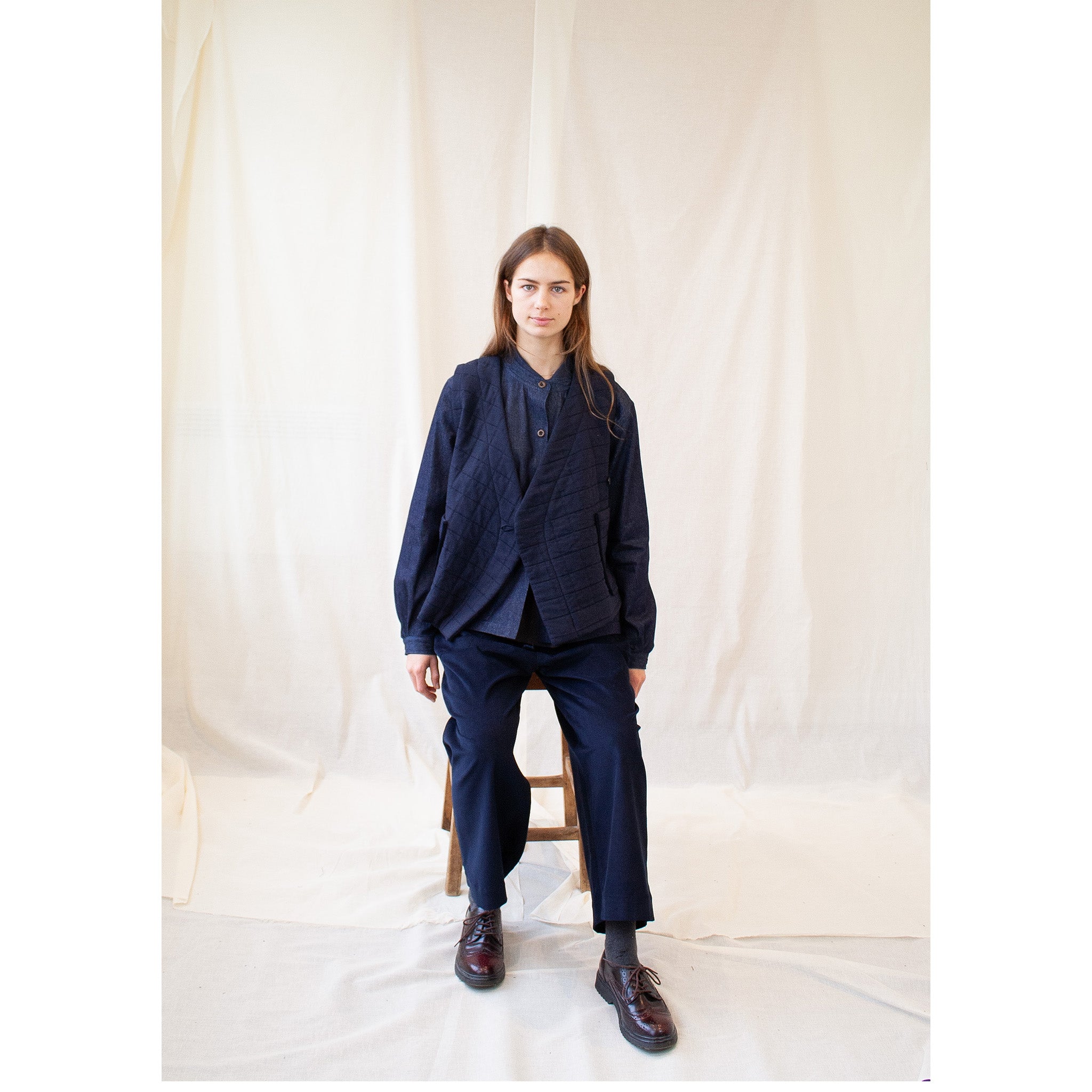 Everyday trouser in soft navy cord