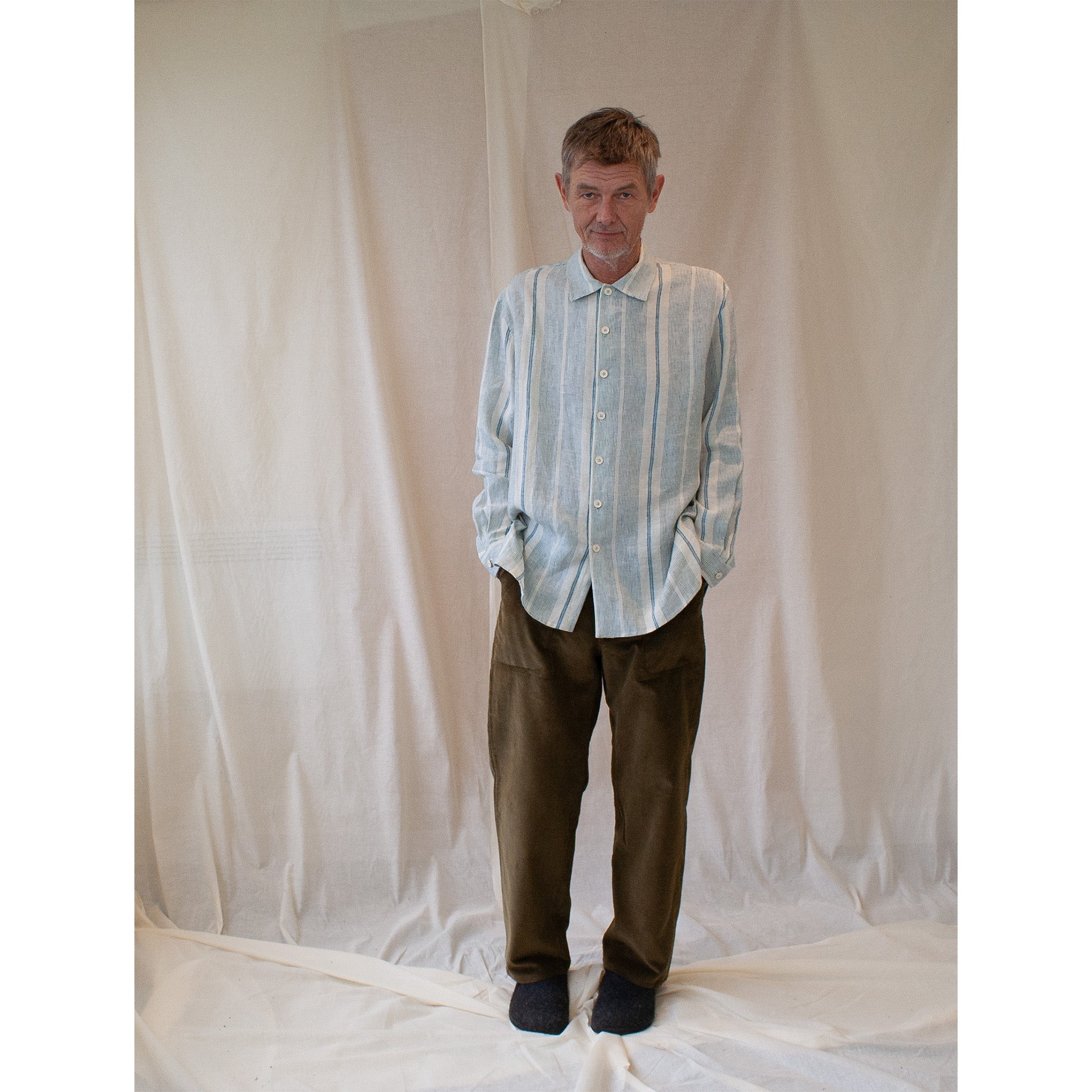 Workers shirt - heritage stripe linen