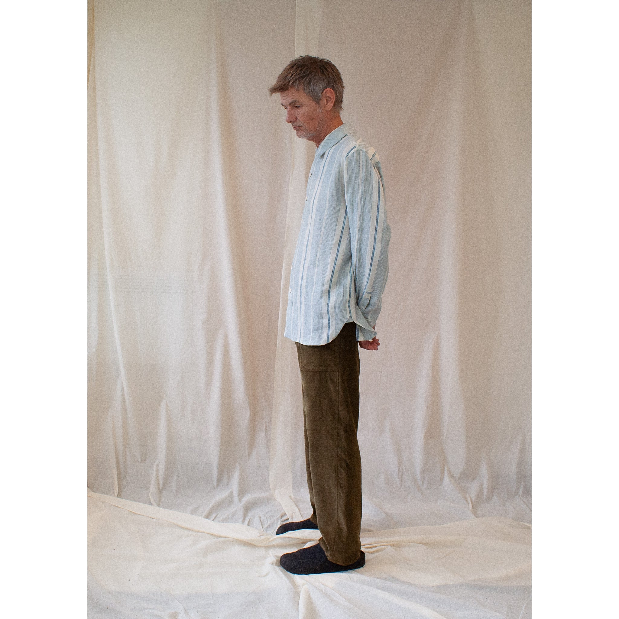 Workers shirt - heritage stripe linen