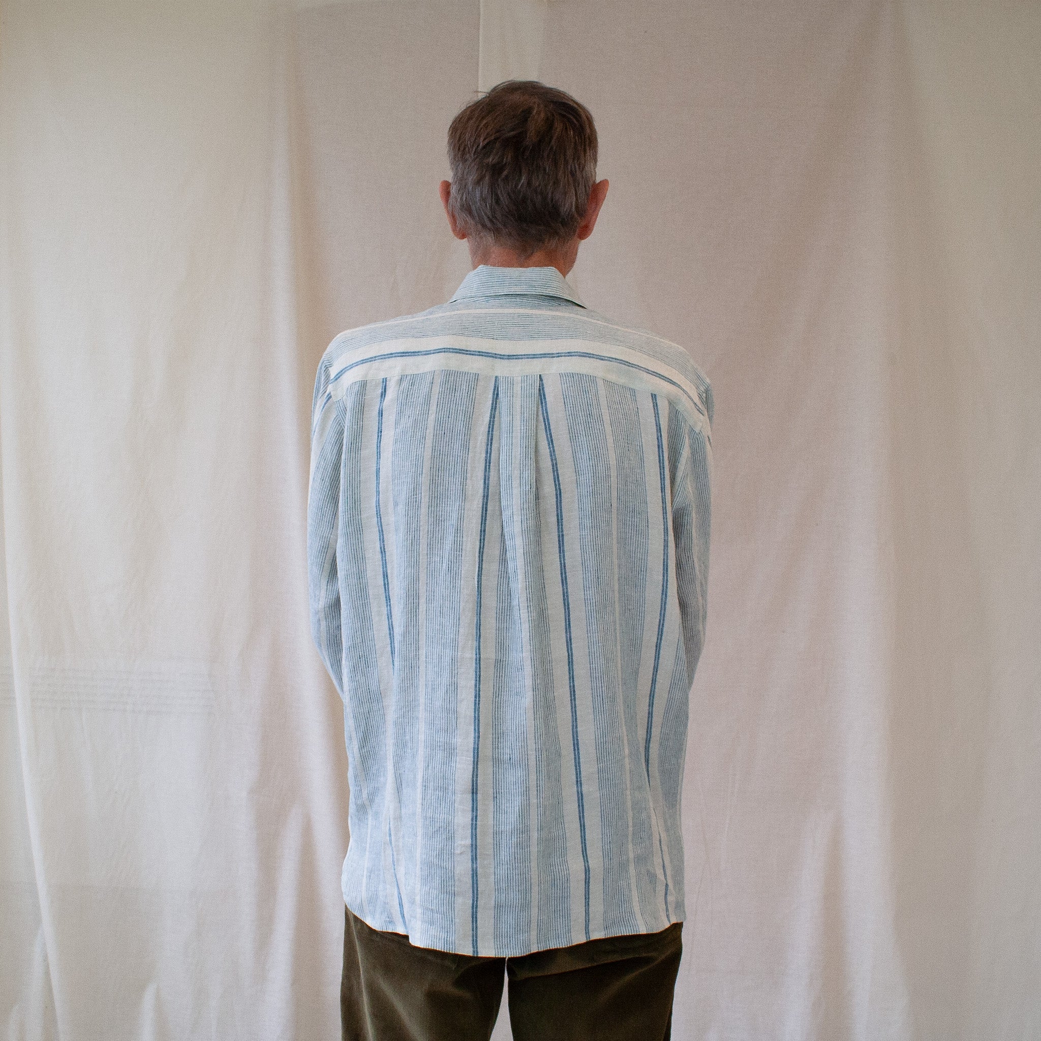 Workers shirt - heritage stripe linen