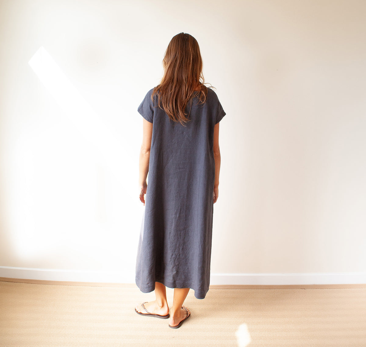 Simple dress -charcoal linen