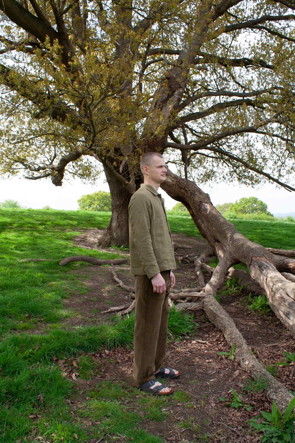 Simple jacket in linen - Sage linen
