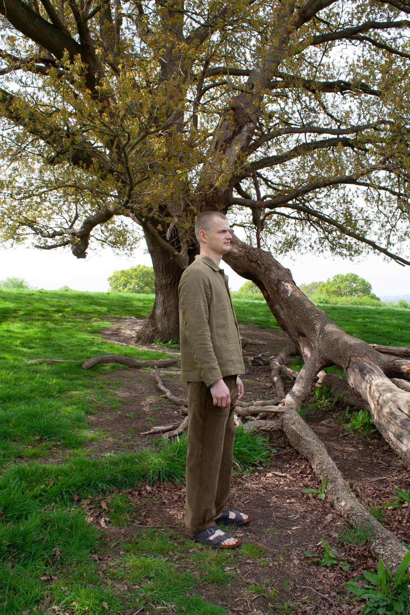Simple jacket in linen - Sage linen