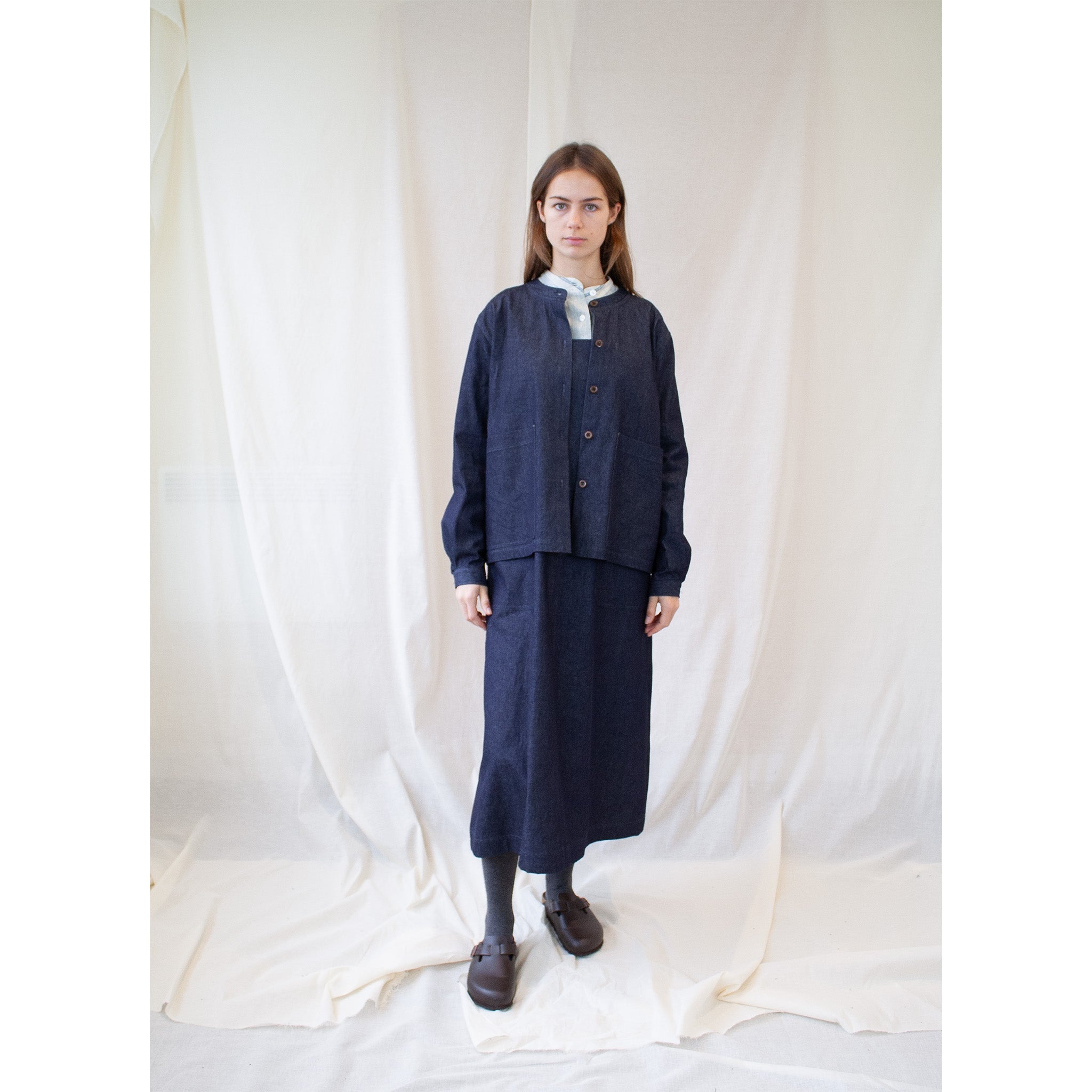 Pocketed overshirt in navy denim