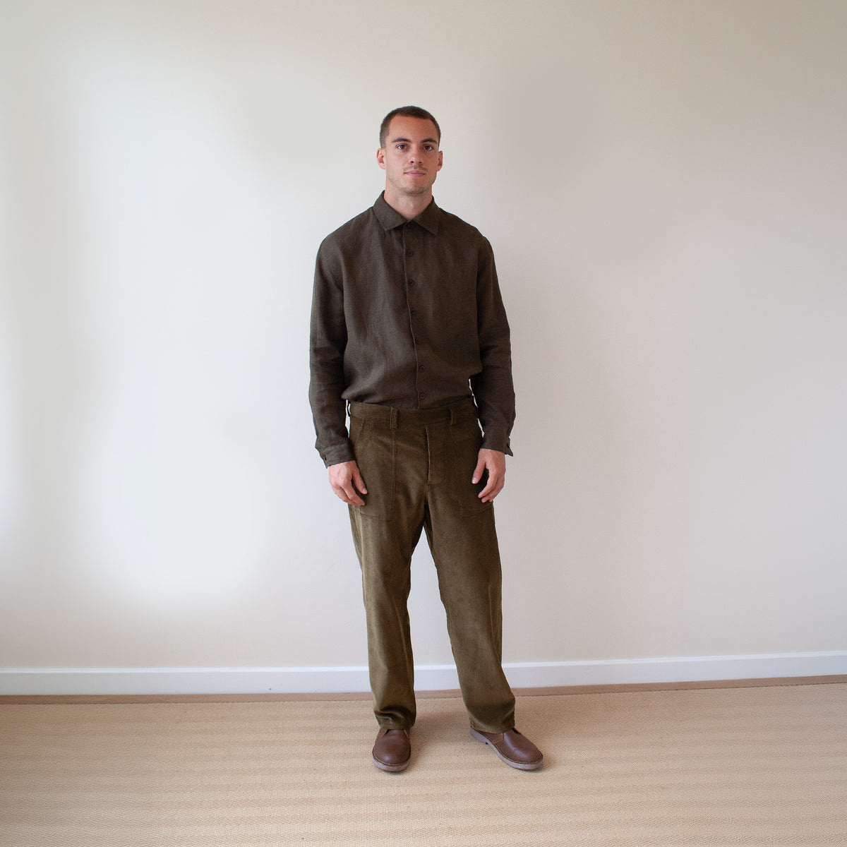 Workers shirt forest linen