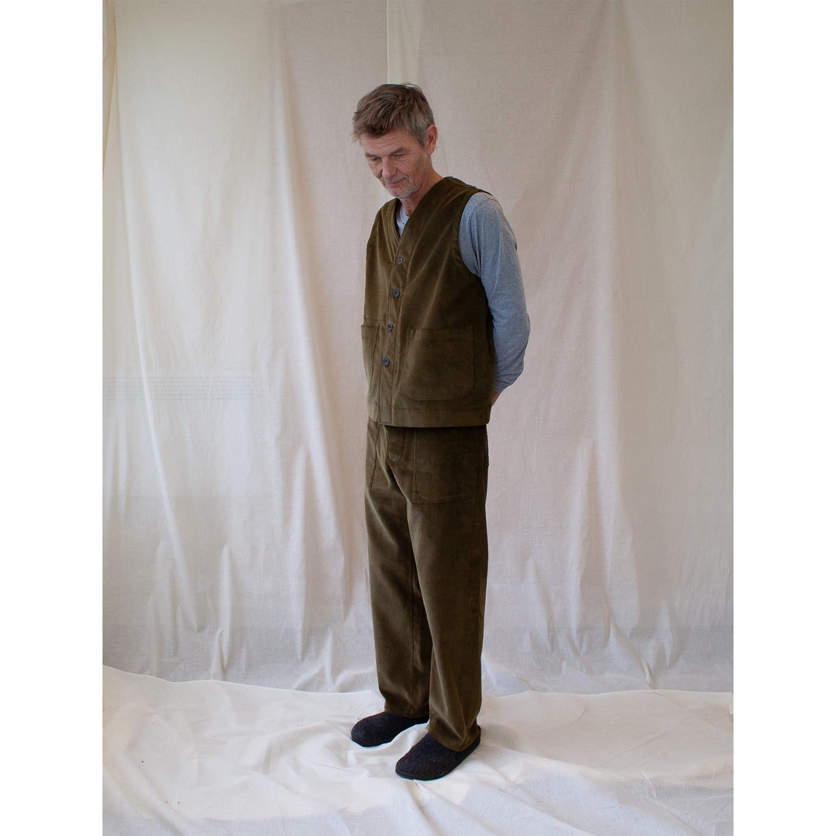 Waistcoat Olive cotton cord
