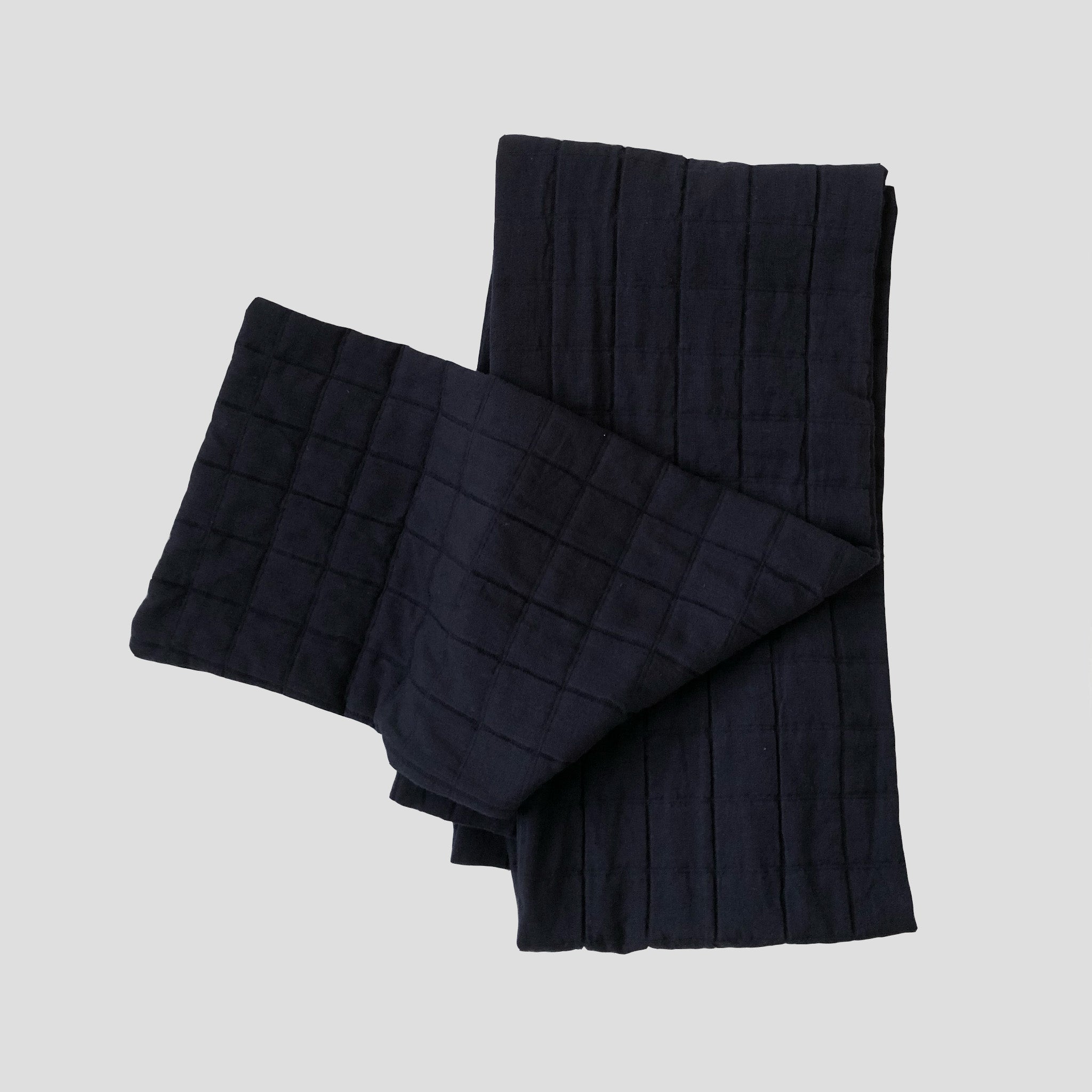 Quilted scarf navy cotton
