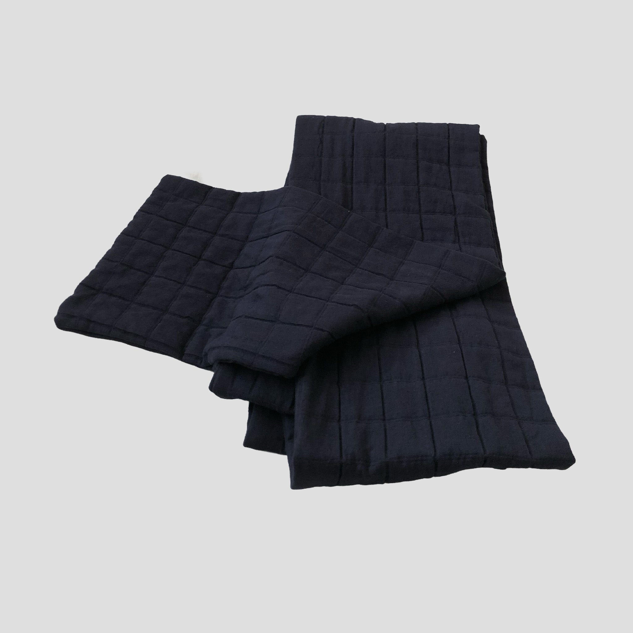 Quilted scarf navy cotton
