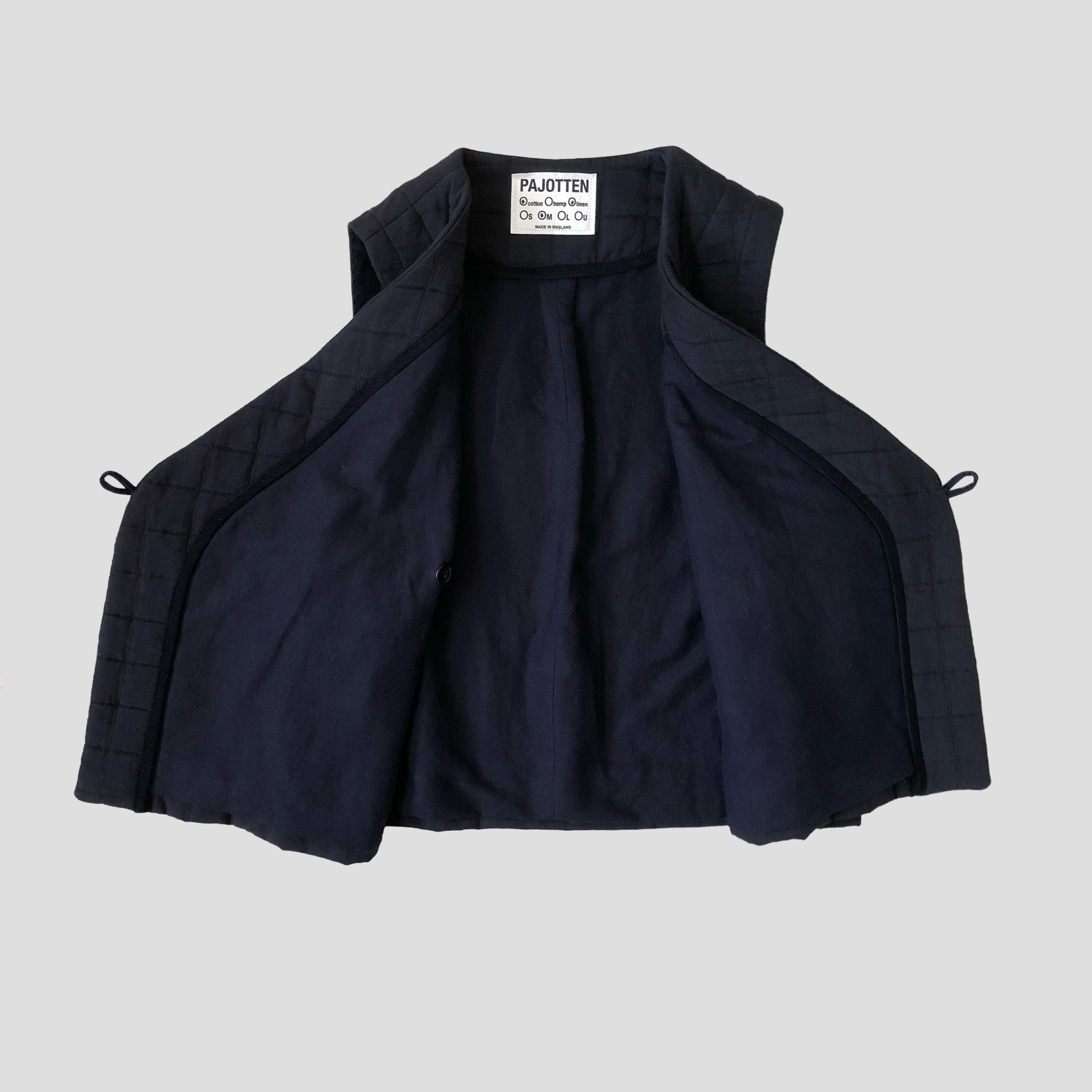 quilted waistcoat navy cotton/linen