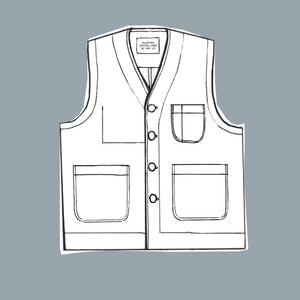 Waistcoat UK woven cotton canvas - Sage