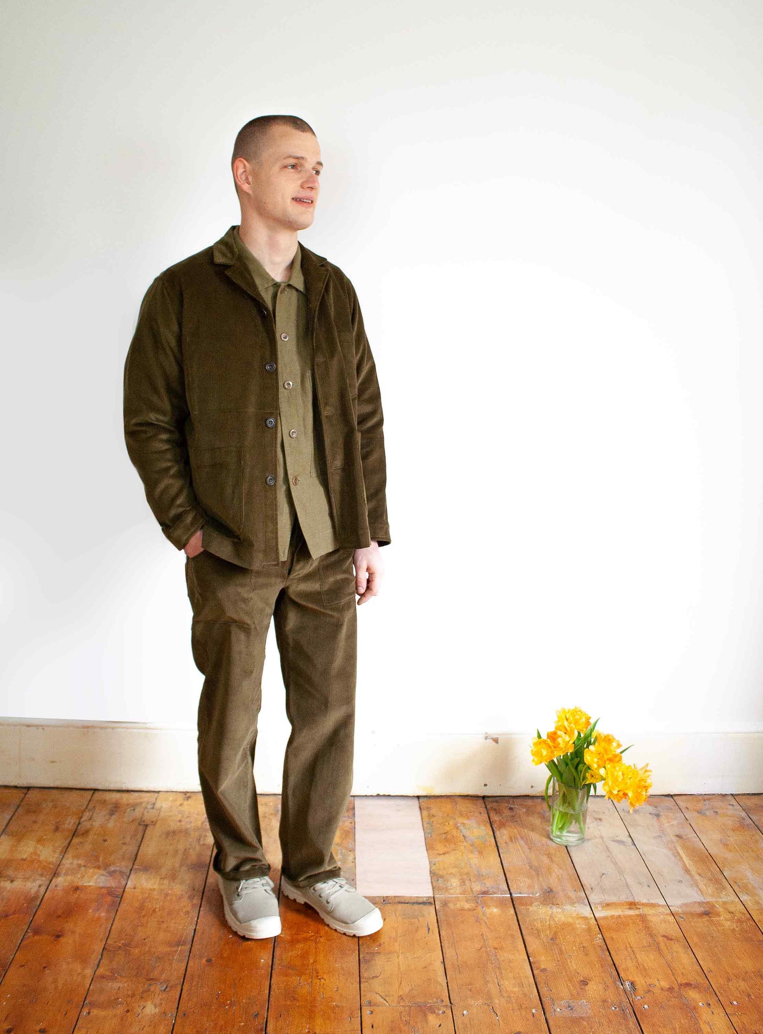 Rever chore jacket in olive cord
