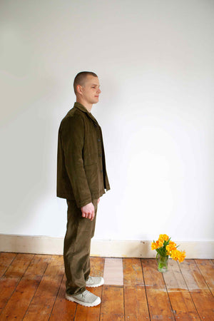 Rever chore jacket in olive cord