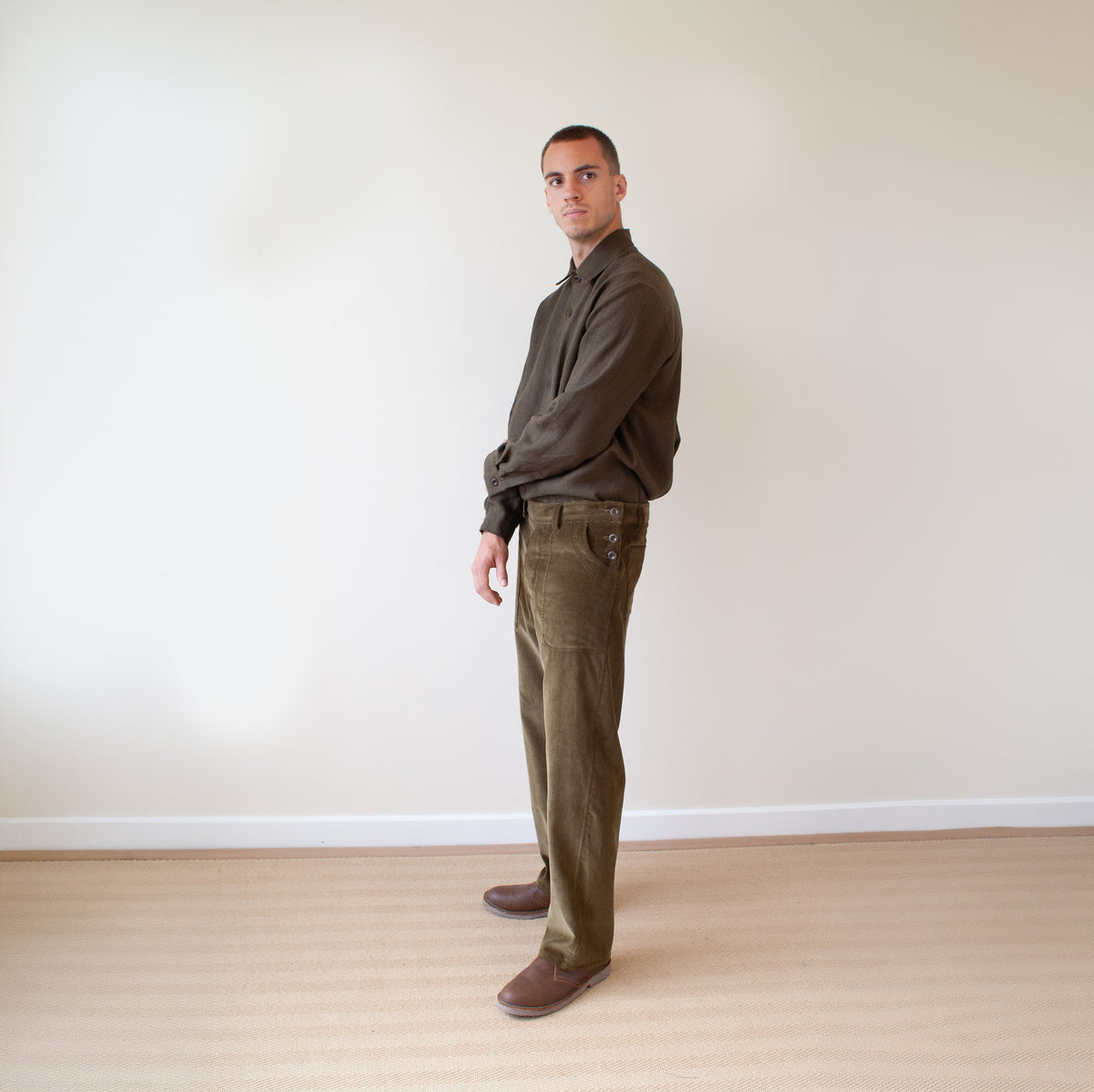 Workers shirt forest linen