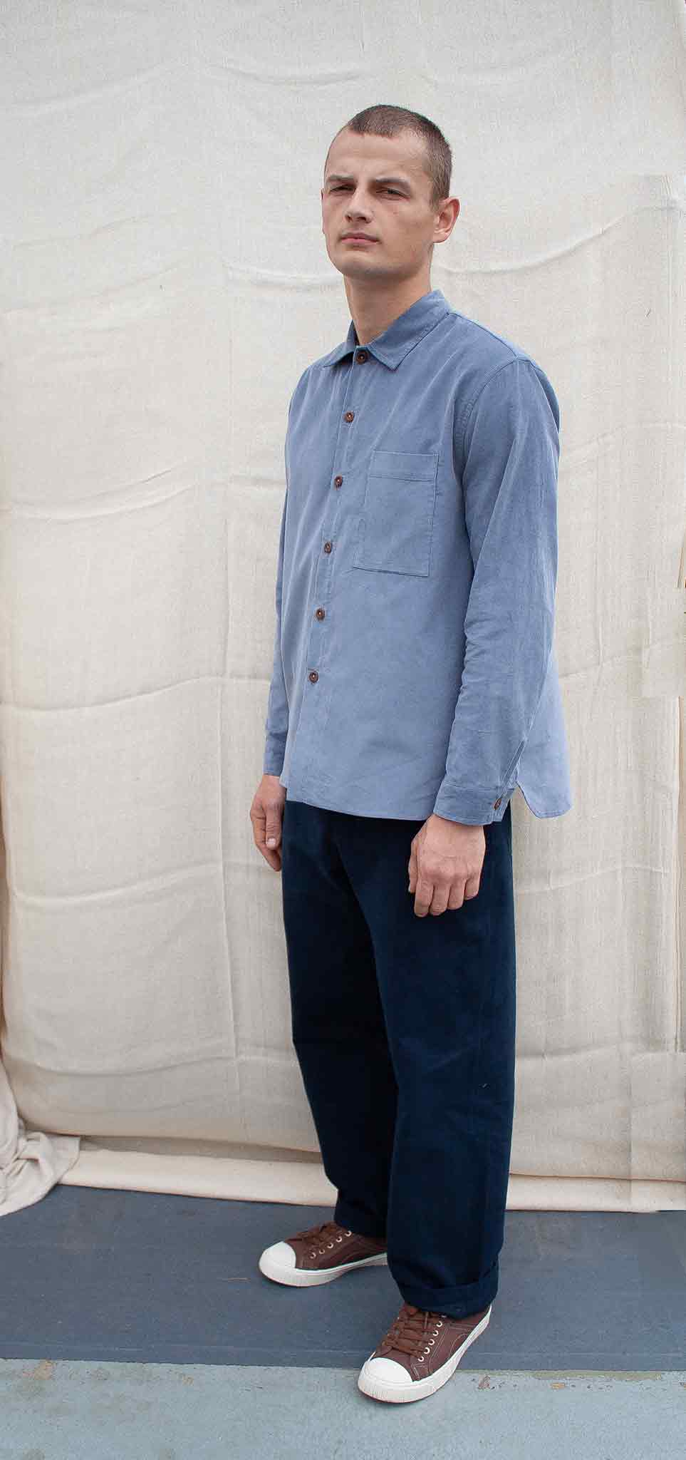Workers shirt - cotton cord - Duck egg blue