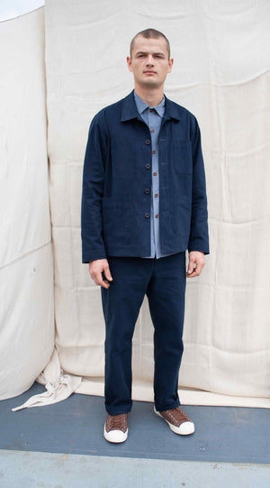 Traditional chore jacket in brushed cotton twill -utility navy