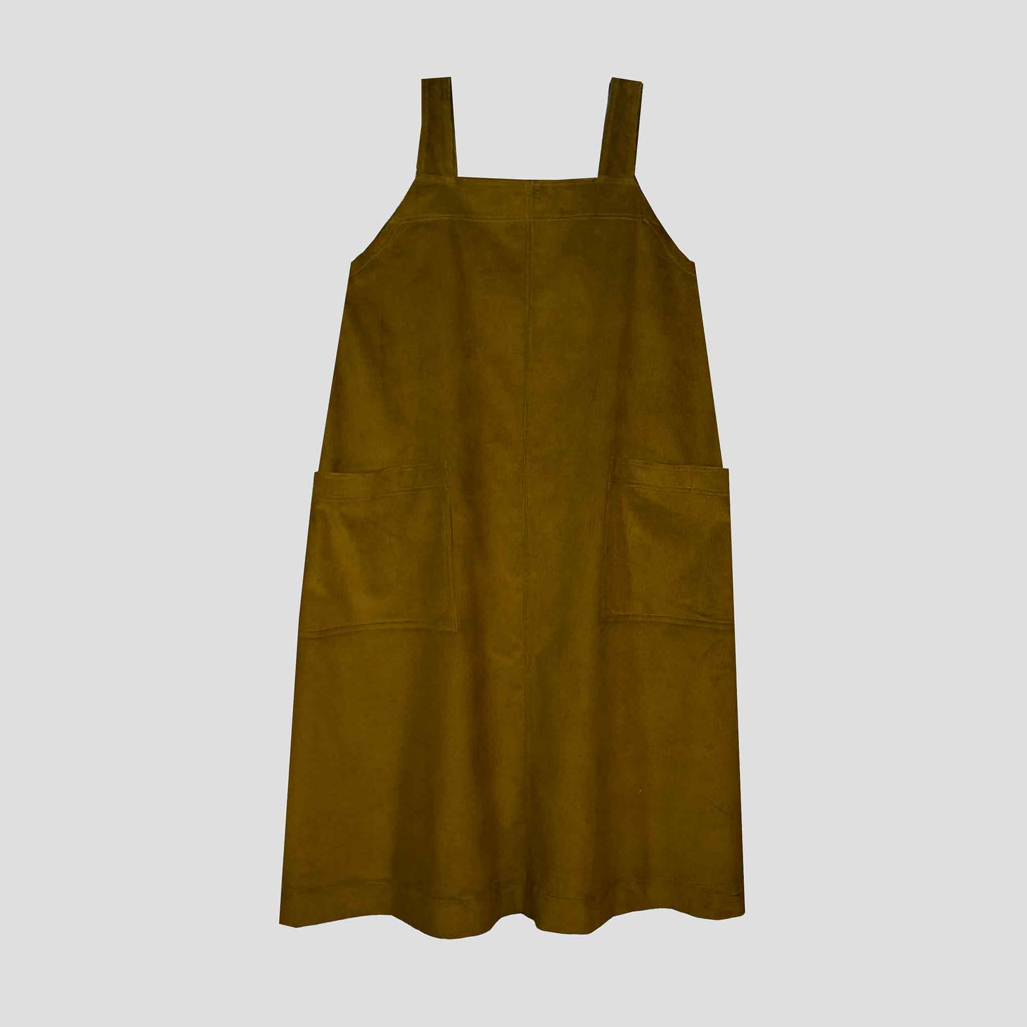 Pinafore dress Olive corduroy