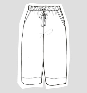 Drawstring trouser brushed cotton twill Navy