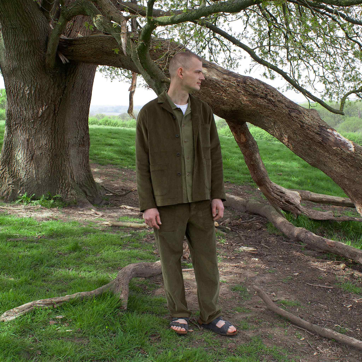 Revere chore jacket in olive cord