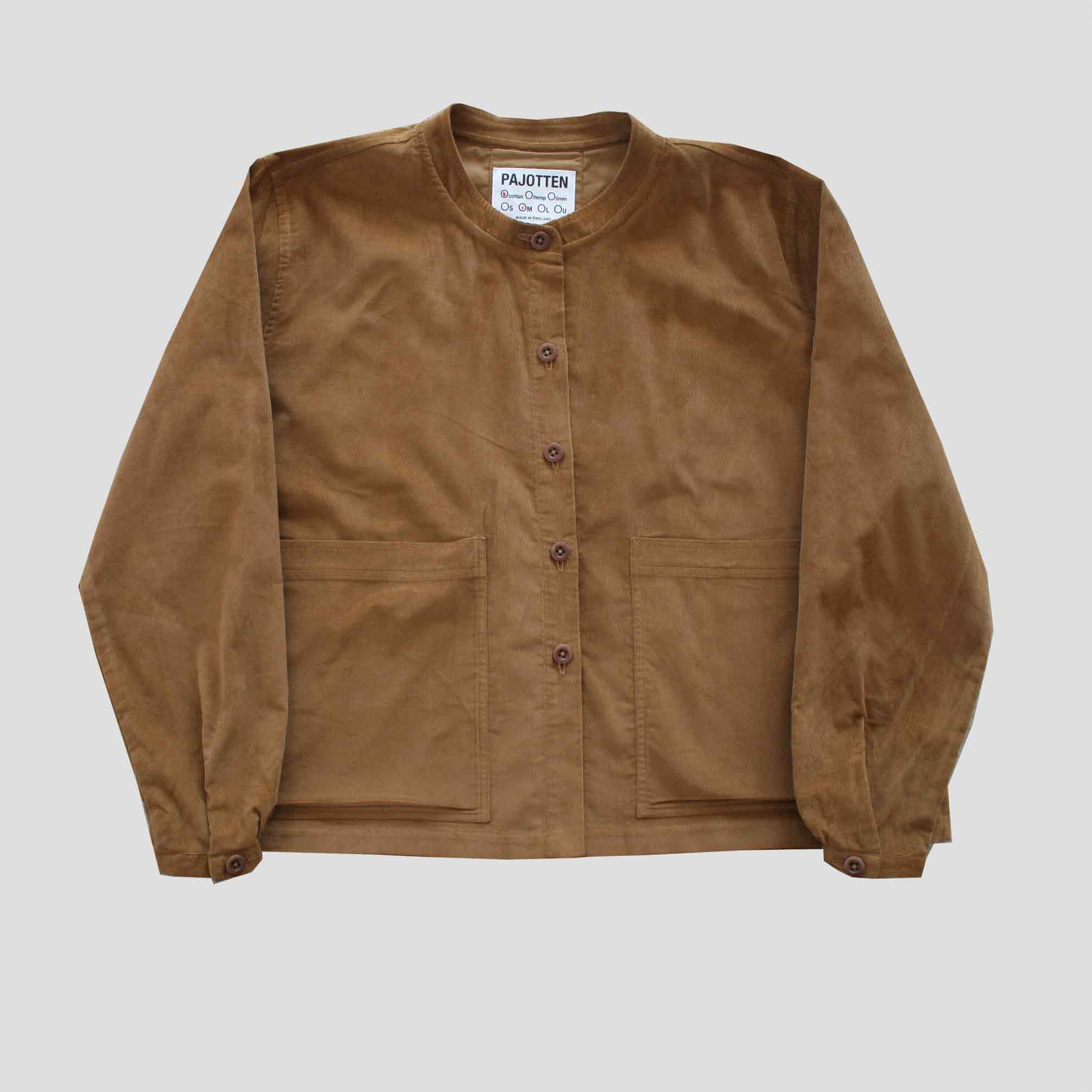 Pocketed overshirt in soft cord cinnamon