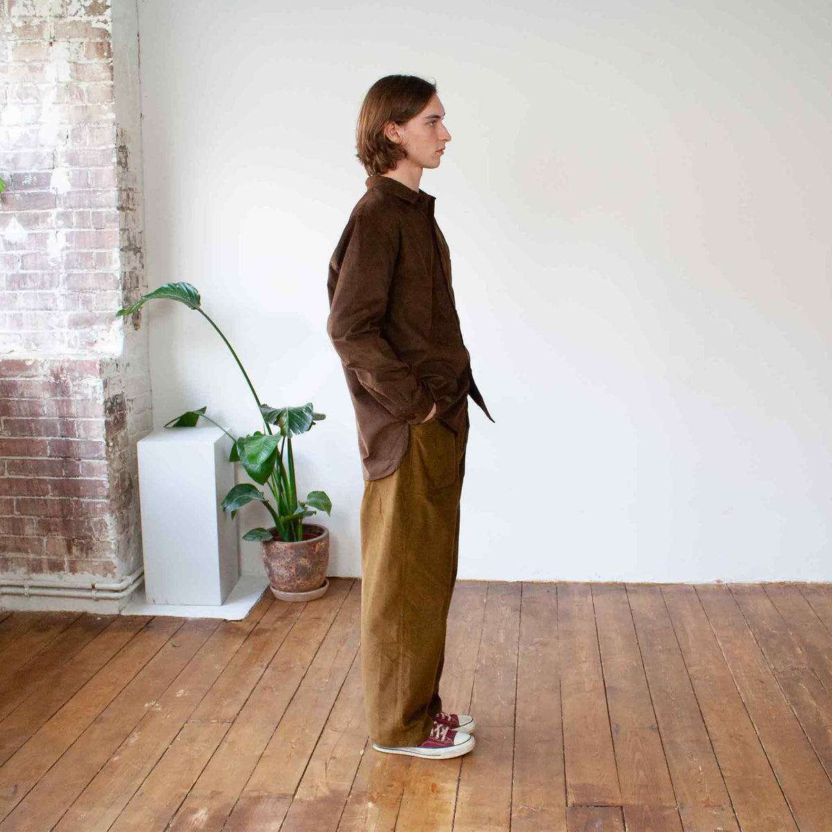 Workers shirt - cotton cord - brown