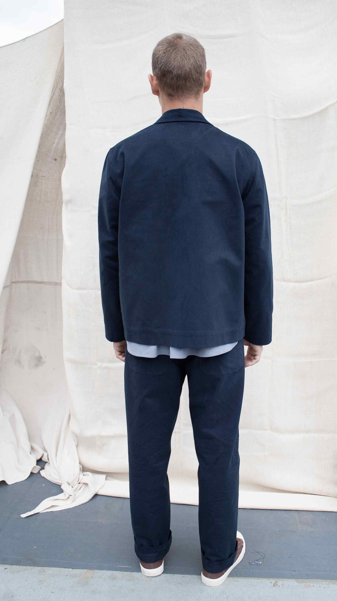 The everyday trouser brushed cotton twill  Navy