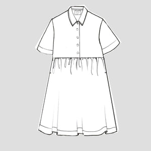 Short Sleeved Field dress cotton/linen in a liquorice check