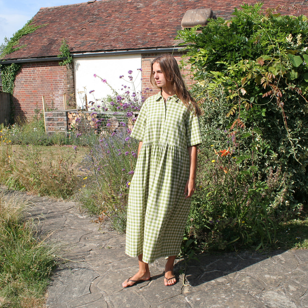 Short Sleeved Field Dress in cotton/linen